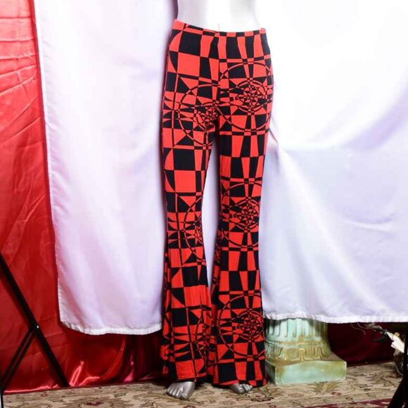 **Sold** KILLSTAR SUSPIRIA MOOD [BLACK/ RED] Stretch Flared Pants - Picture 3 of 5
